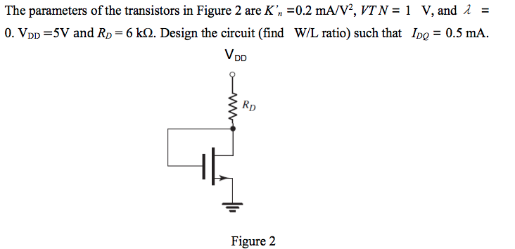 Solved The parameters of the transistors in Figure 2 are K', | Chegg.com