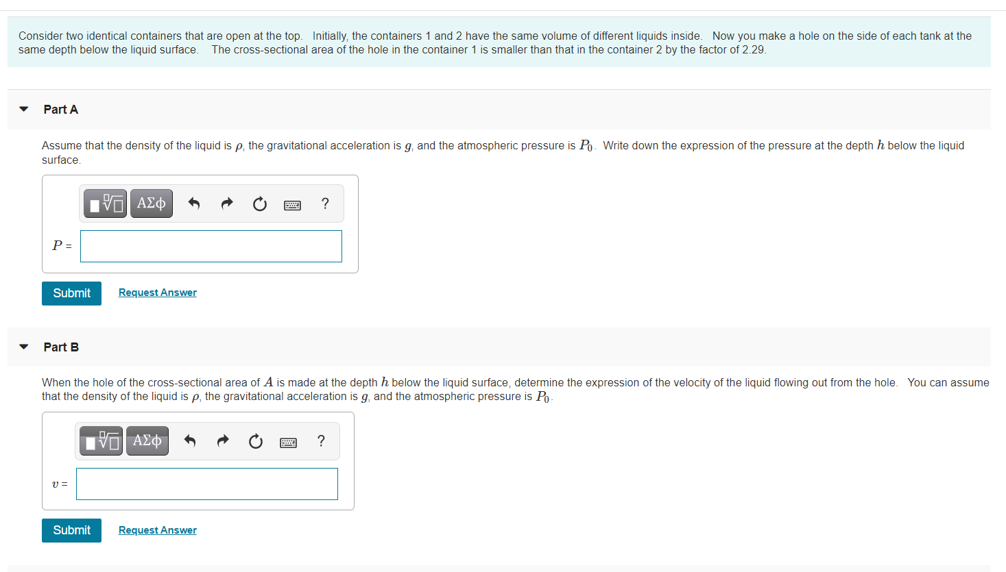 Solved Consider two identical containers that are open at | Chegg.com