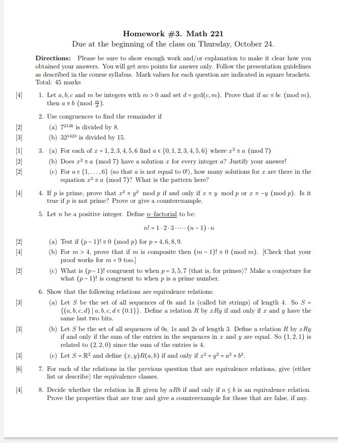 Solved Homework #3. Math 221 Due at the beginning of the | Chegg.com