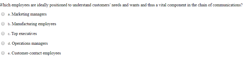 Solved Which Employees Are Ideally Positioned To Understand Chegg