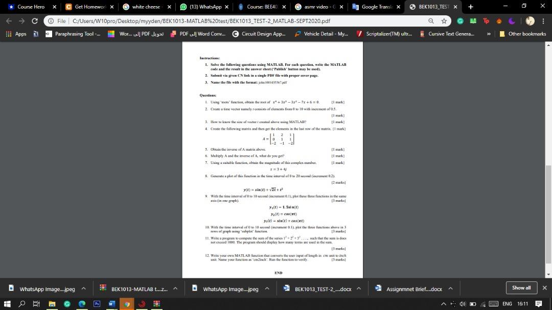 Solved Instructions: 1. Solve the following questions using | Chegg.com