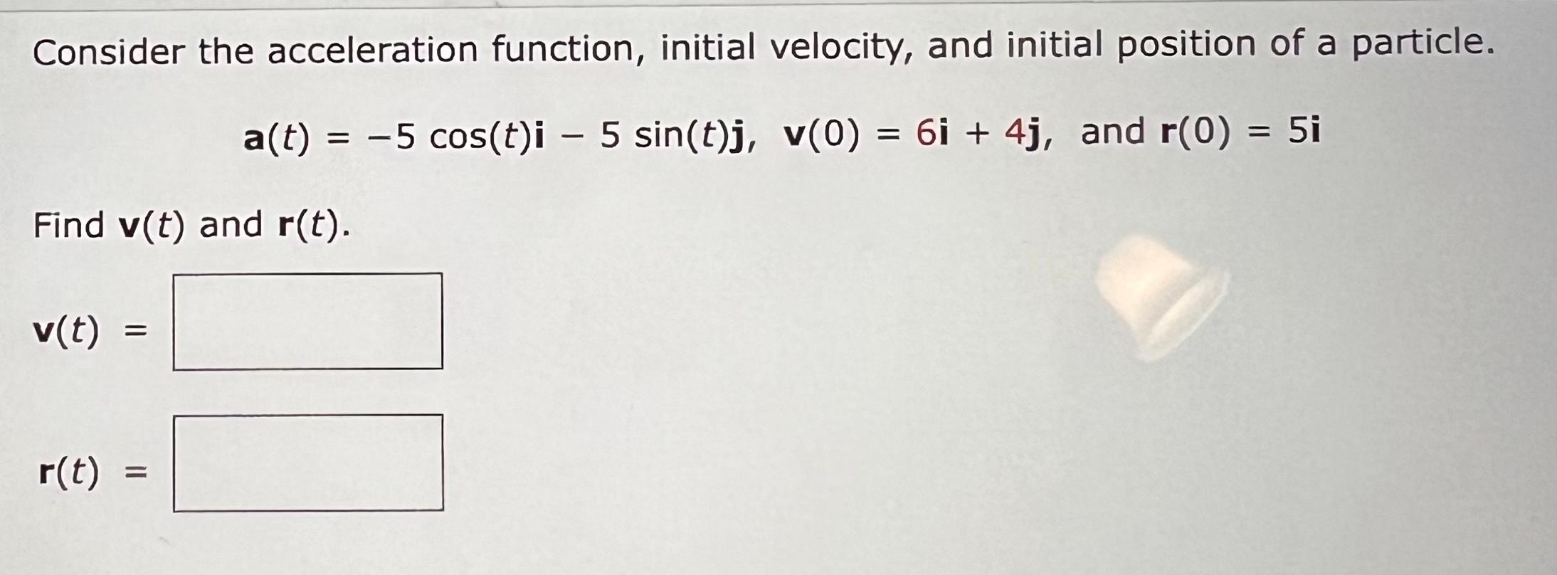 Solved consider the acceleration function initial velocity chegg