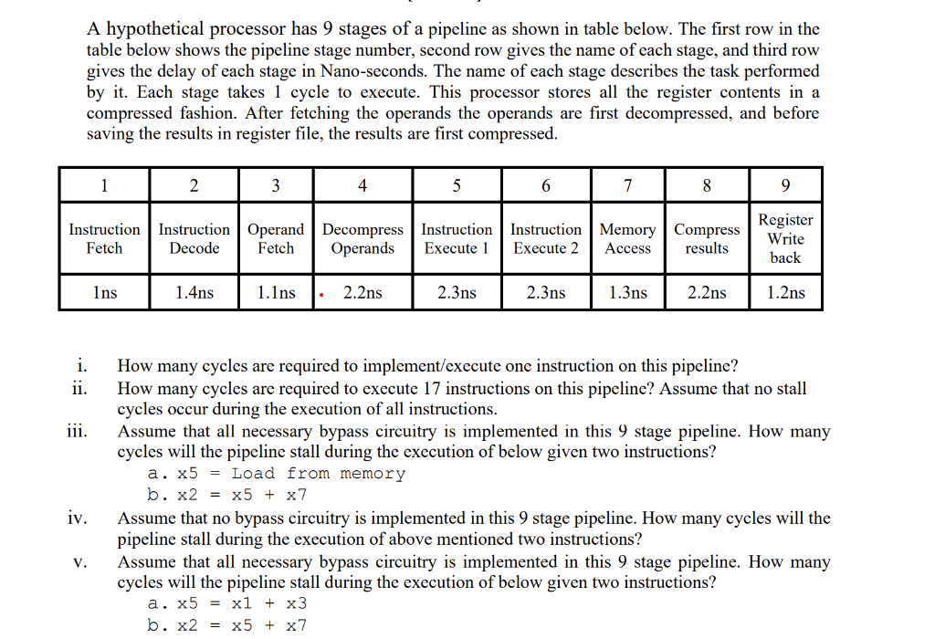 solved-a-hypothetical-processor-has-9-stages-of-a-pipeline-chegg