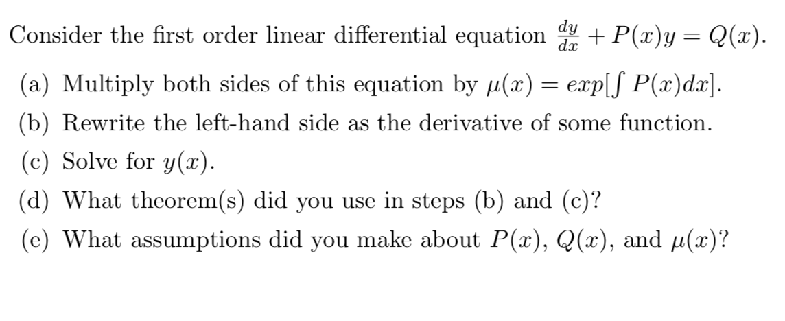 Solved Consider The First Order Linear Differential Equation Chegg Com