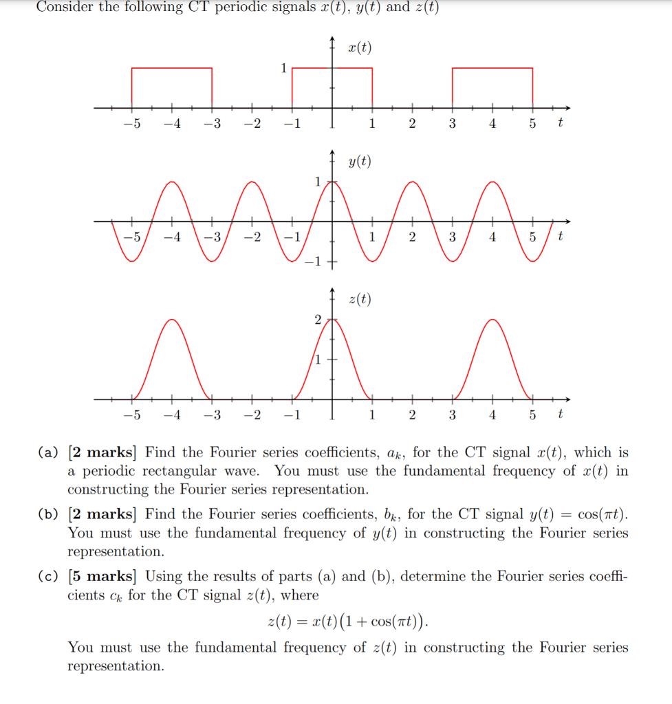Solved Consider the following CT periodic signals x(t), y(t) | Chegg.com