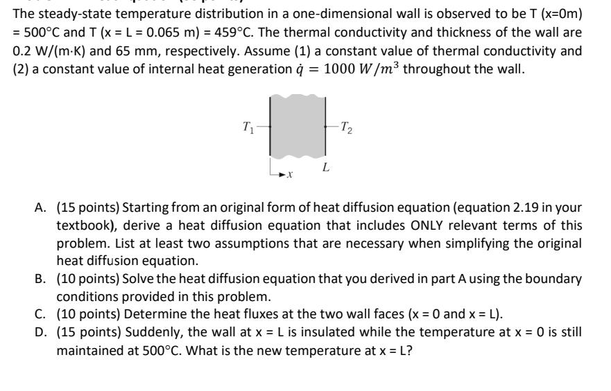 Solved The steadystate temperature distribution in a