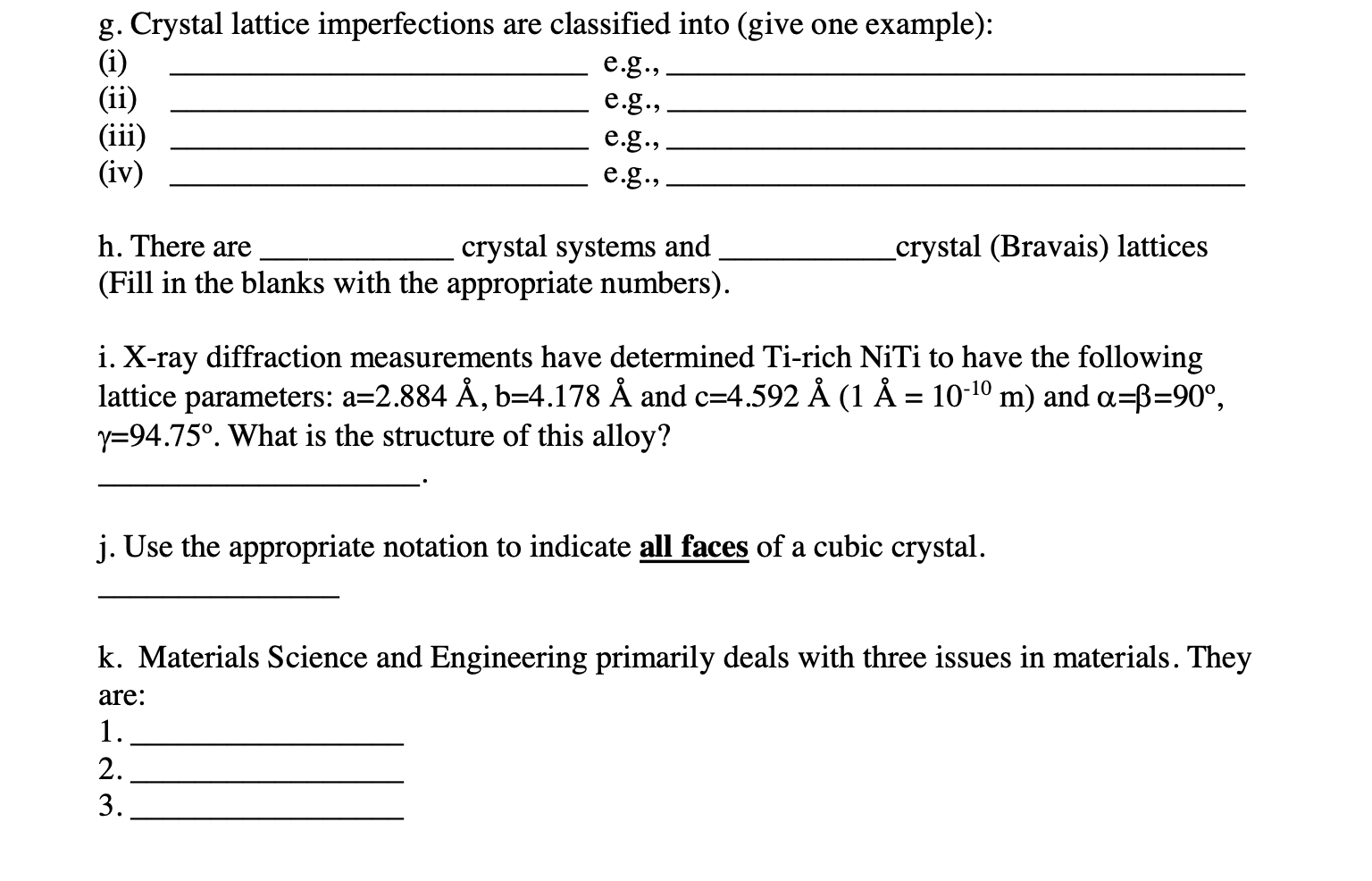 Solved G Crystal Lattice Imperfections Are Classified In Chegg Com