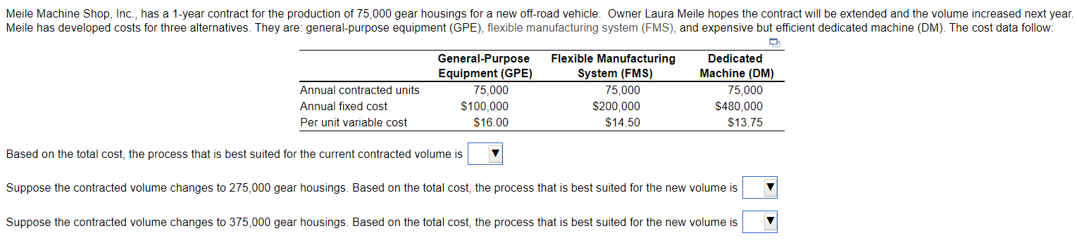 Solved Based on the total cost, the process that is best | Chegg.com