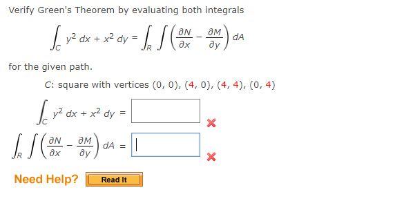 Solved Verify Greens Theorem By Evaluating Both Integrals 8298