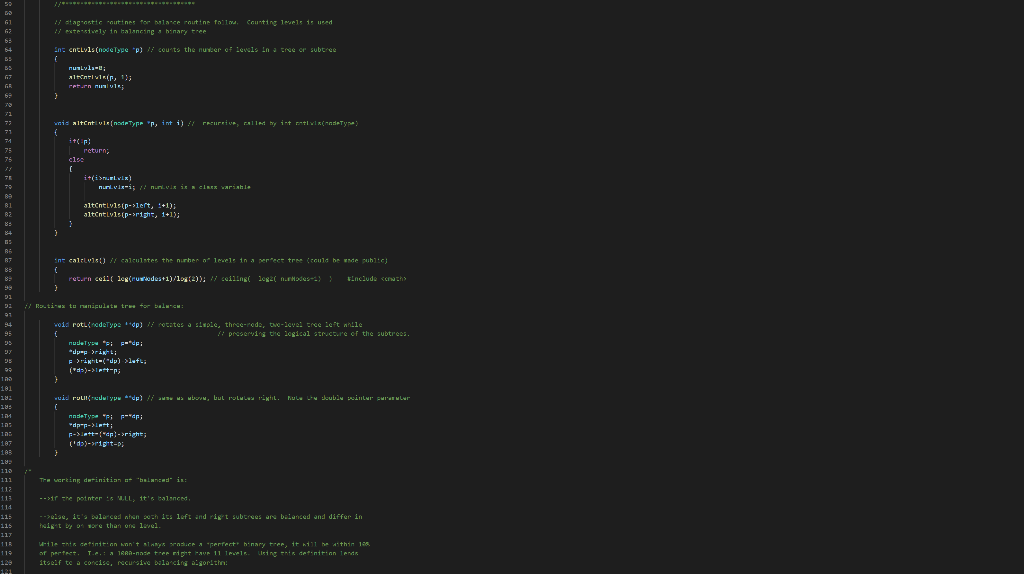 Assignment: Balancing a Binary Tree Given a C++ | Chegg.com