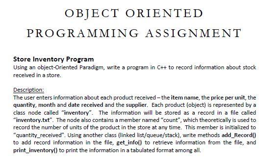 OBJECT ORIENTED PROGRAMMING ASSIGNMENT Store | Chegg.com