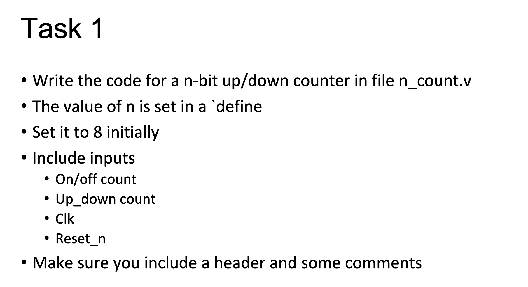 Solved - Write the code for a n-bit up/down counter in file | Chegg.com