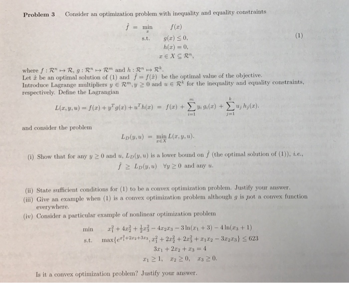 Problem 3 Consider An Optimization Problem With In Chegg Com