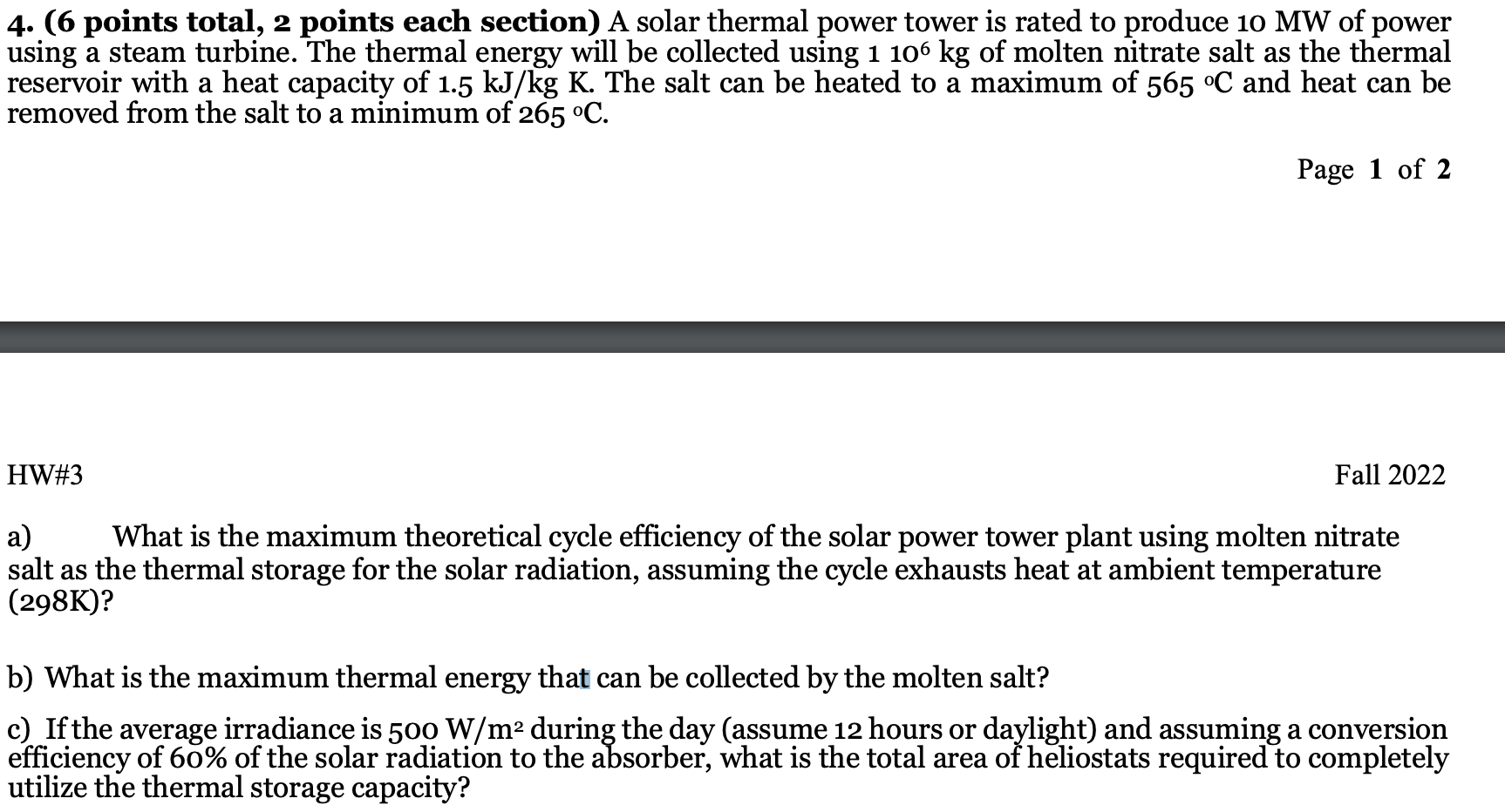 Solved 4. (6 points total, 2 points each section) A solar | Chegg.com