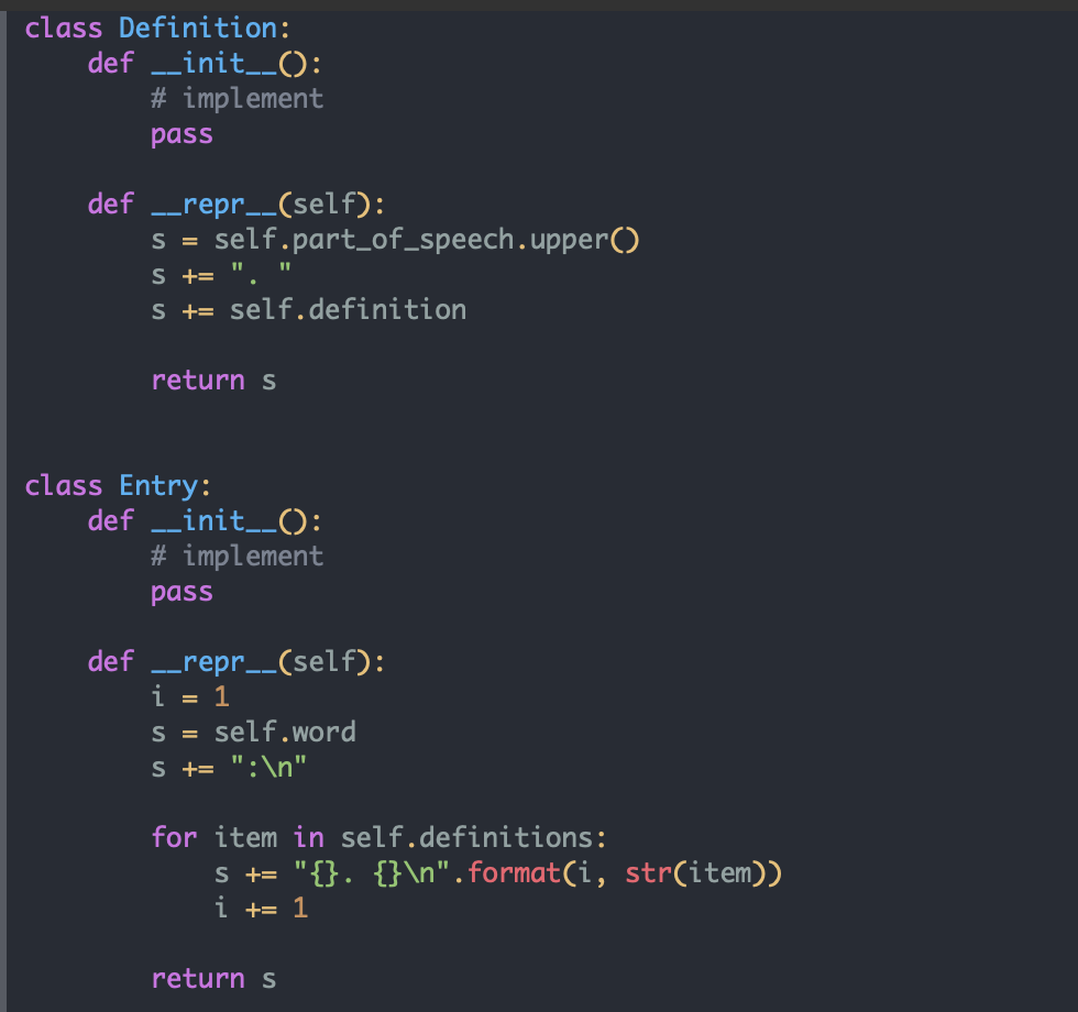 Solved Data Structures For each class, a repr__() method is | Chegg.com