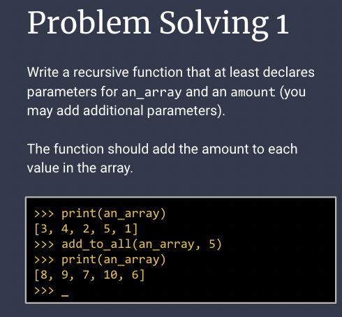 Solved Problem Solving 1 Write a recursive function that at | Chegg.com