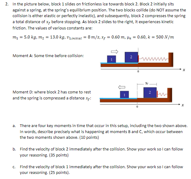 Solved In the picture below, block 1 slides on frictionless | Chegg.com