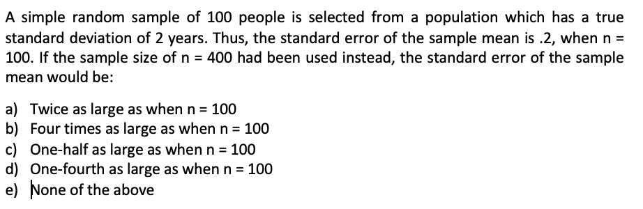 Solved A simple random sample of 100 people is selected from | Chegg.com