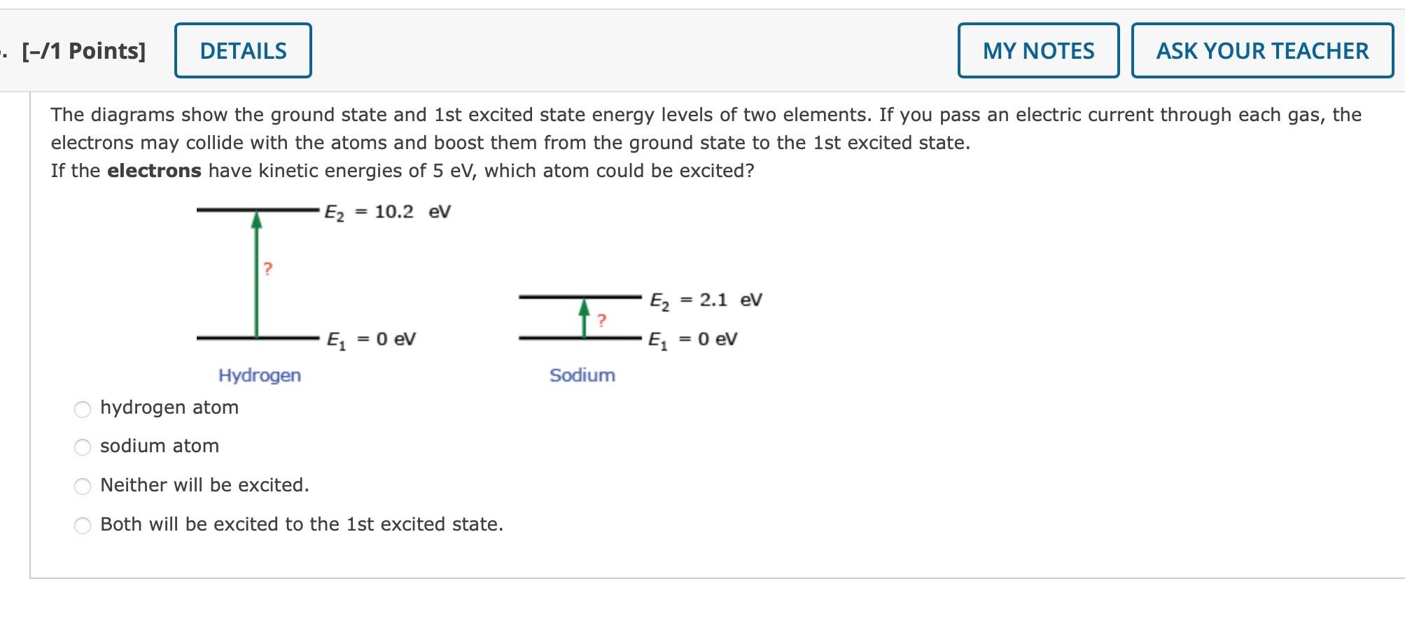 Solved The diagrams show the ground state and 1st excited | Chegg.com
