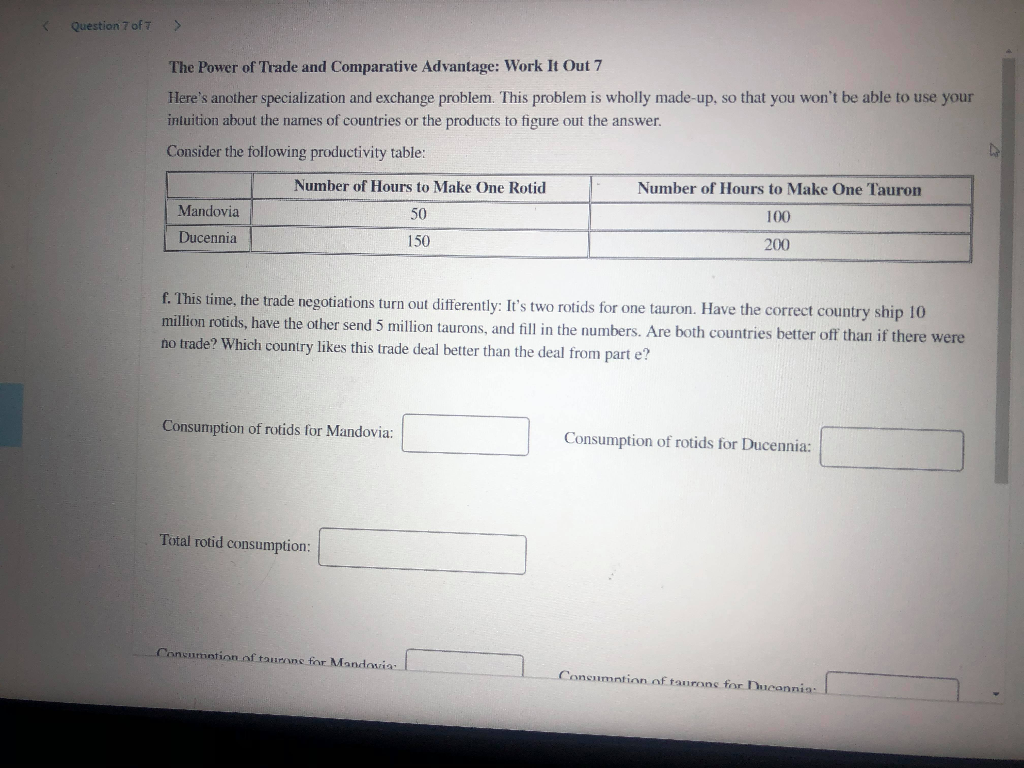 Question 7 of 7 The Power of Trade and Comparative | Chegg.com
