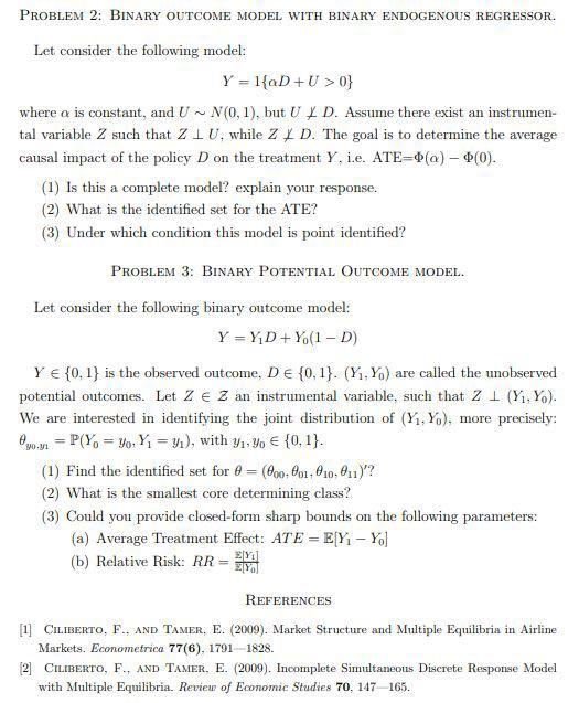 PROBLEM 2: BINARY OUTCOME MODEL WITH BINARY | Chegg.com