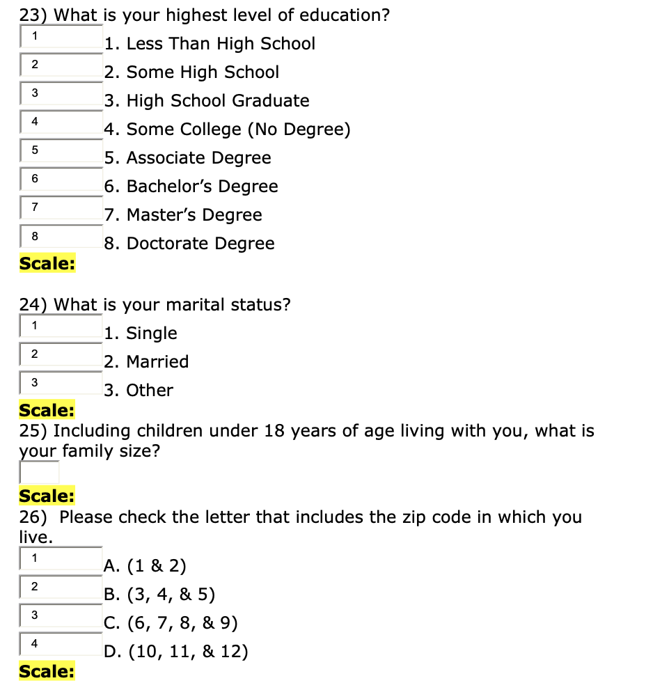 Solved 1 2 3 4 23 What Is Your Highest Level Of Education Chegg