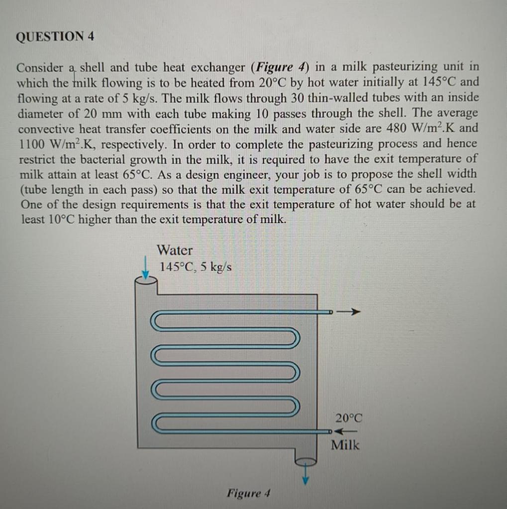 Solved Consider a shell and tube heat exchanger (Figure 4) | Chegg.com