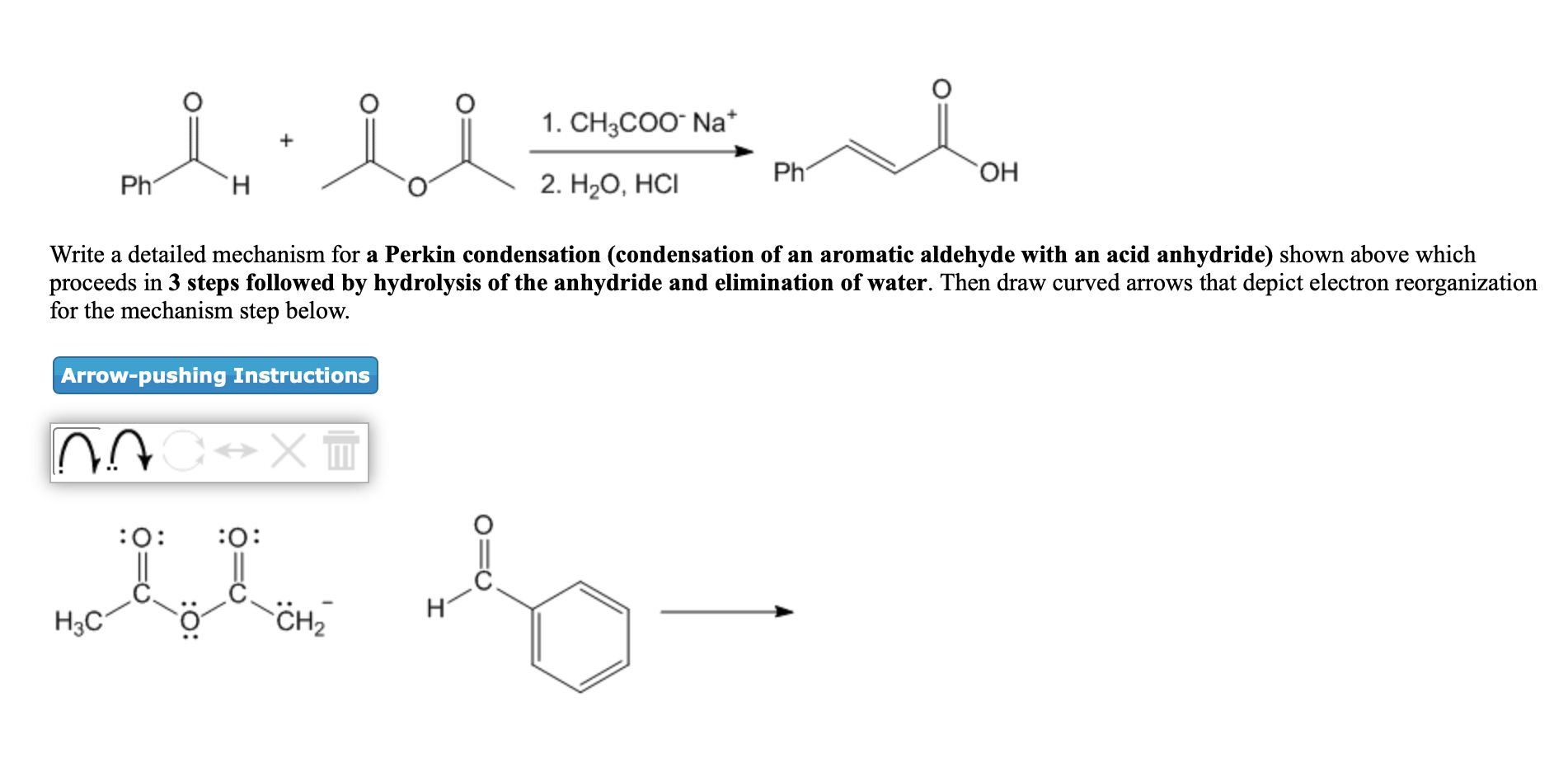 Solved 1. CH3COONa+ ماه 2 11- + ni Ph OH Ph H 2. H2O, HCI | Chegg.com