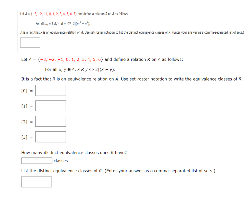 Solved Let A = {-3, -2, -1,0, 1, 2, 3, 4, 5, 6, 7} and | Chegg.com