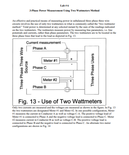 Solved Lab#6 3-Phase Power Measurement Using Two Wattmeters | Chegg.com