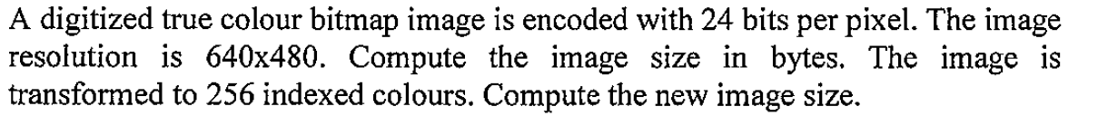Solved A digitized true colour bitmap image is encoded with | Chegg.com