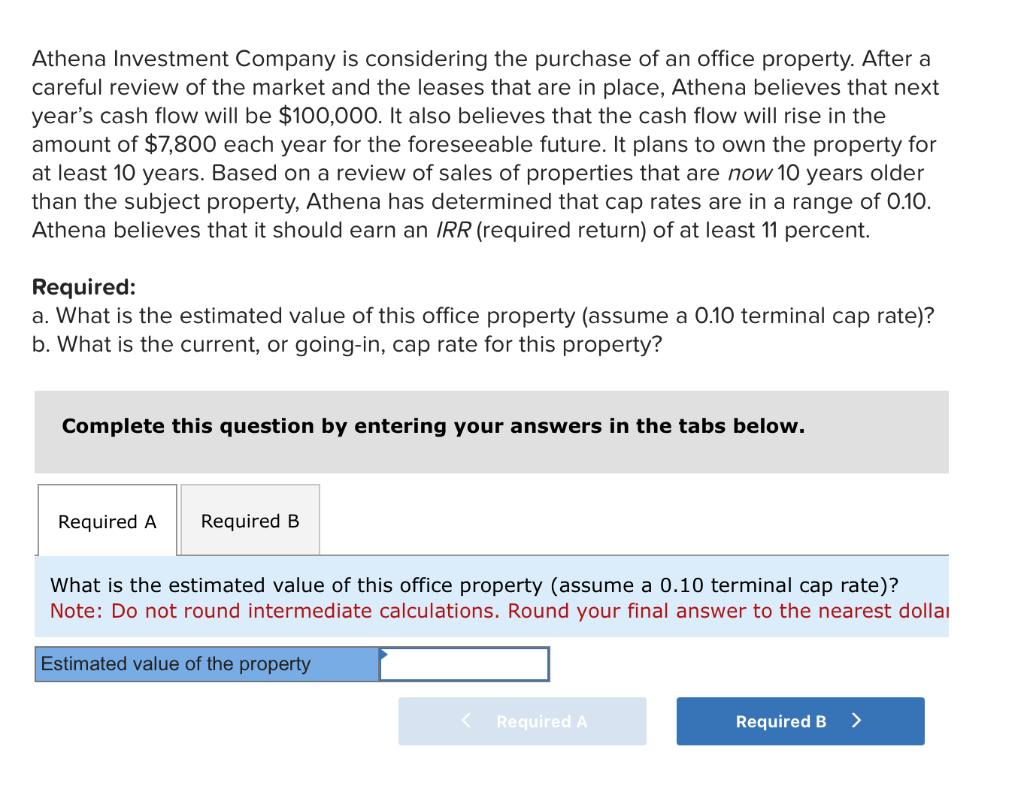 Solved Athena Investment Company is considering the purchase