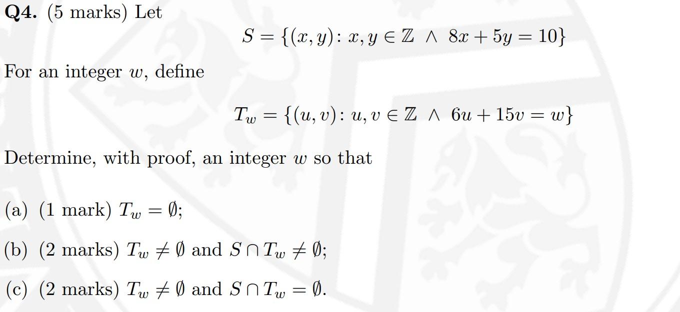 Solved Q4 5 Marks Let S X Y 2 Y Ez A 8 X 5y Chegg Com