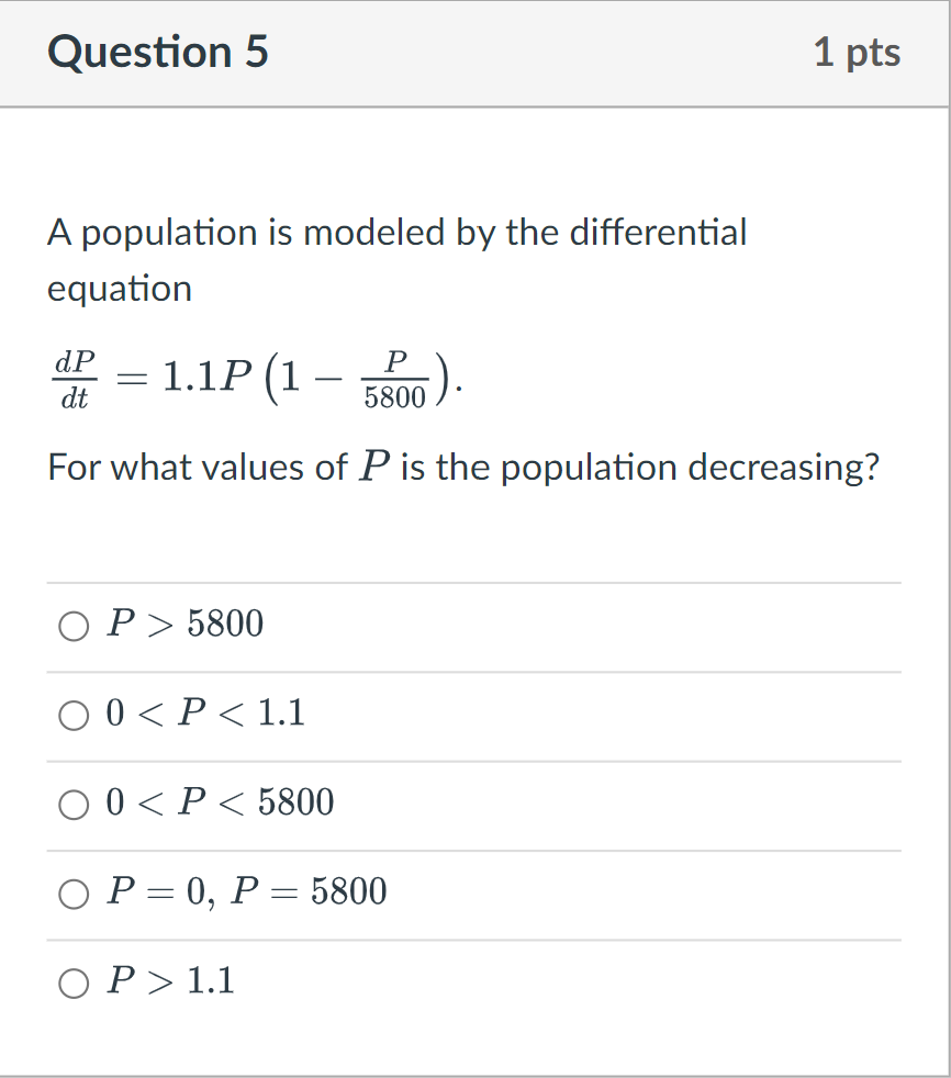 Solved A population is modeled by the differential equation | Chegg.com