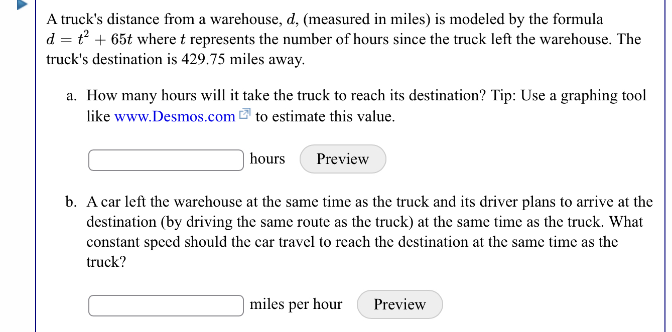 solved-a-truck-s-distance-from-a-warehouse-d-measured-in-chegg