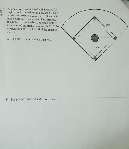 Solved A regulation fastpitch softball diamond for high