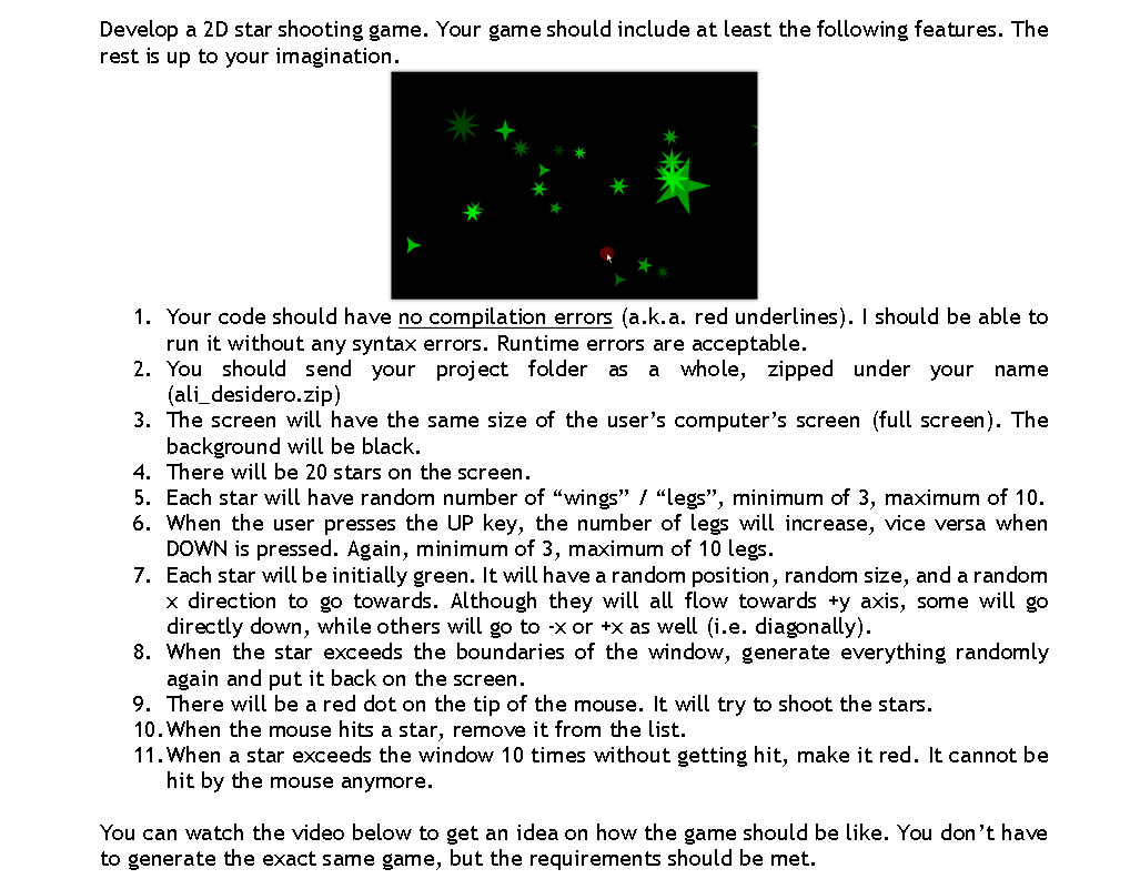 Solved Develop a 2D star shooting game