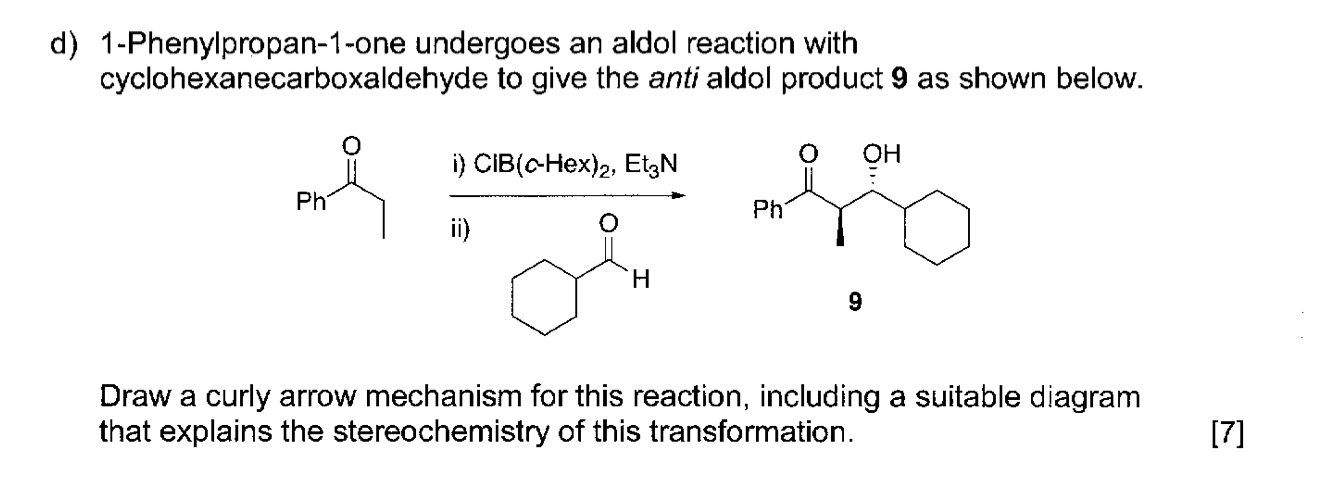 Solved d) 1-Phenylpropan-1-one undergoes an aldol reaction | Chegg.com