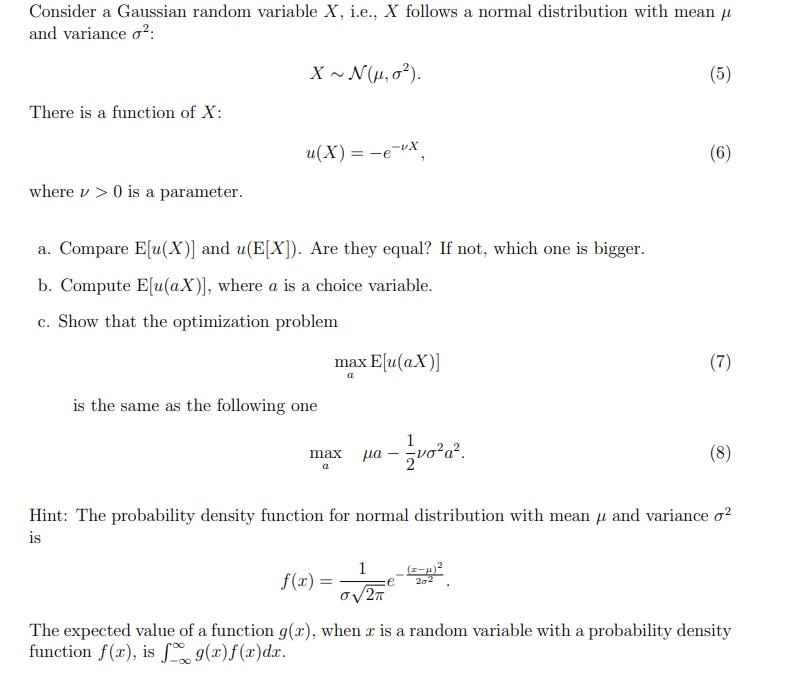 Consider A Gaussian Random Variable X, I.e., X 