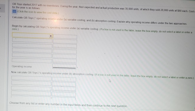 Solved Nder (a) Variable Costing, And (b) Absorption | Chegg.com