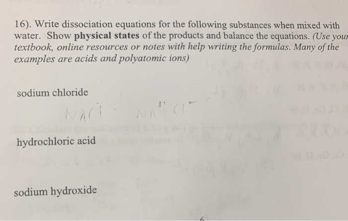 Solved 16 Write Dissociation Equations For The Following