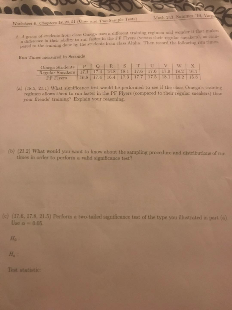 Solved Math 243. Summer '19, Varga Worksheet 6: Chapter 18, | Chegg.com