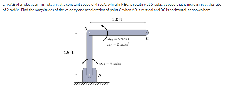 Solved Link AB of a robotic arm is rotating at a constant | Chegg.com