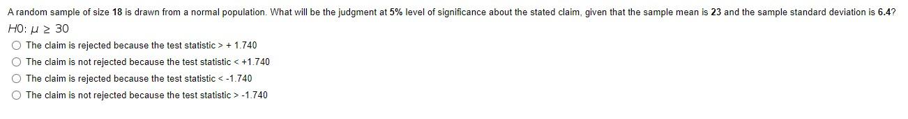 Solved A random sample of size 18 is drawn from a normal | Chegg.com