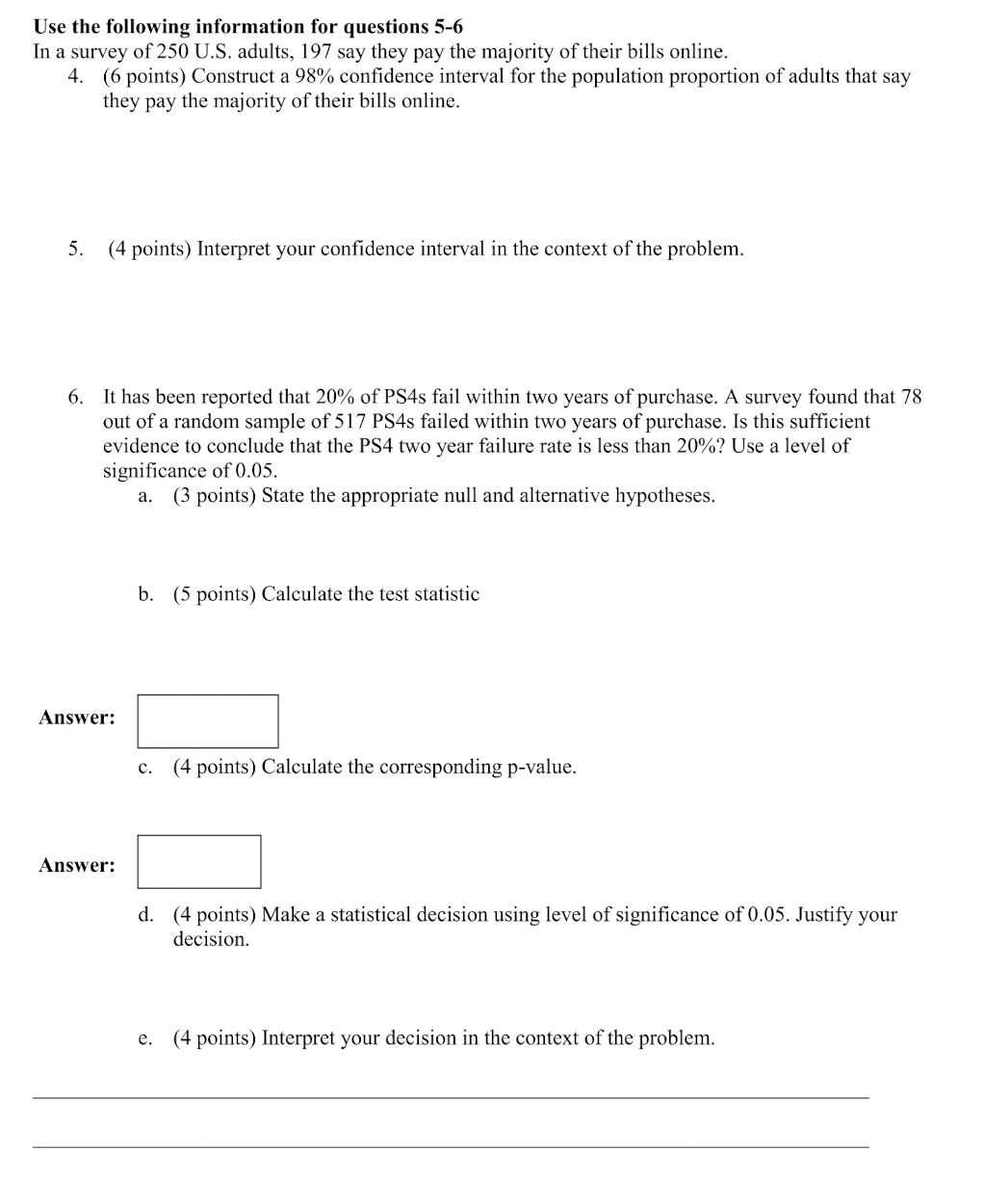 Solved Use the following information for questions 5-6 In a | Chegg.com