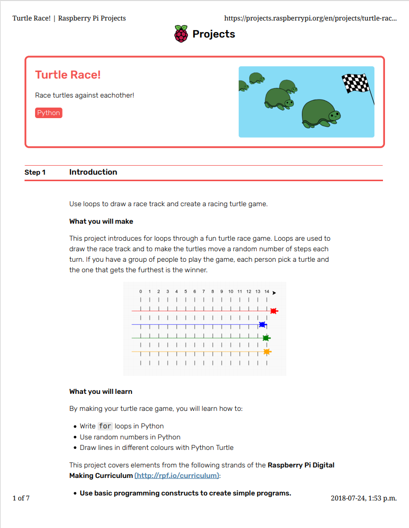 Solved Turtle Race! | Raspberry Pi Projects | Chegg.com