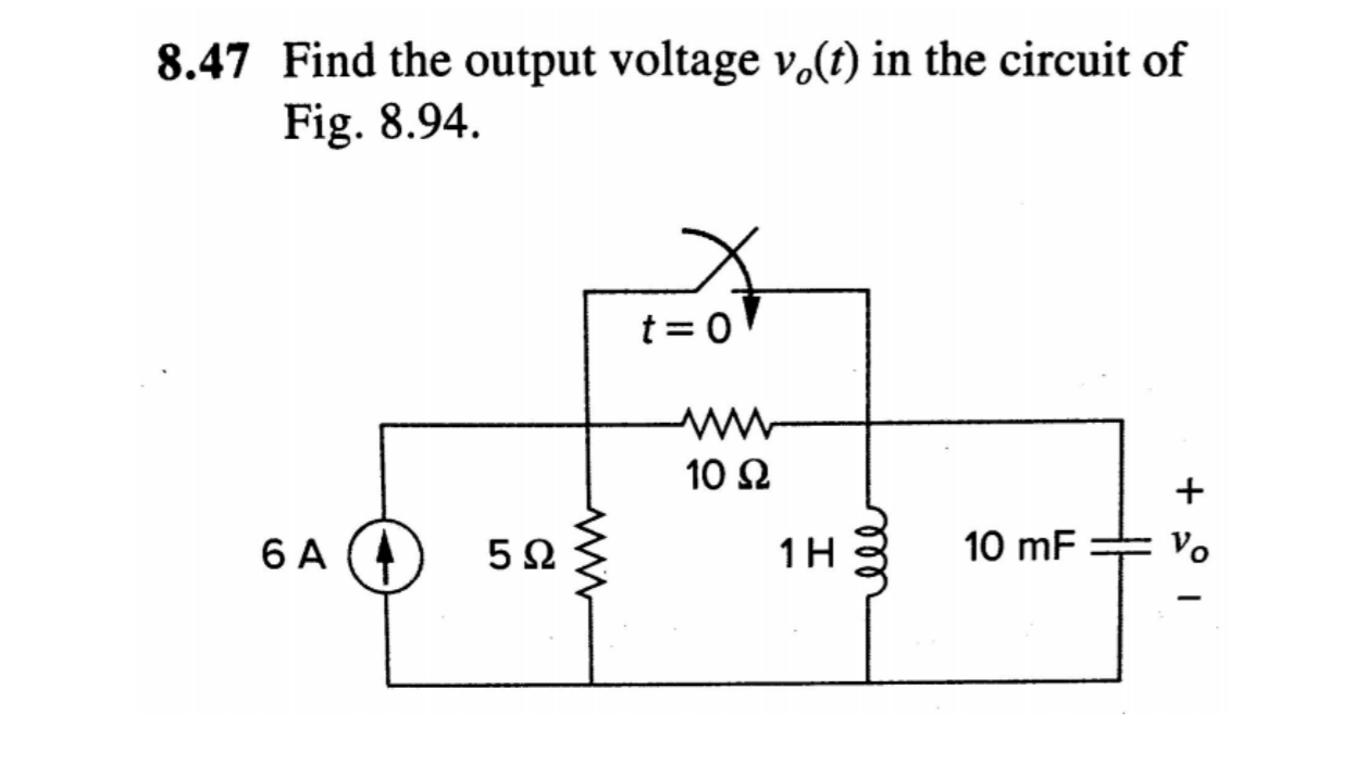 Solved 8.47 Find the output voltage vo(t) in the circuit of | Chegg.com