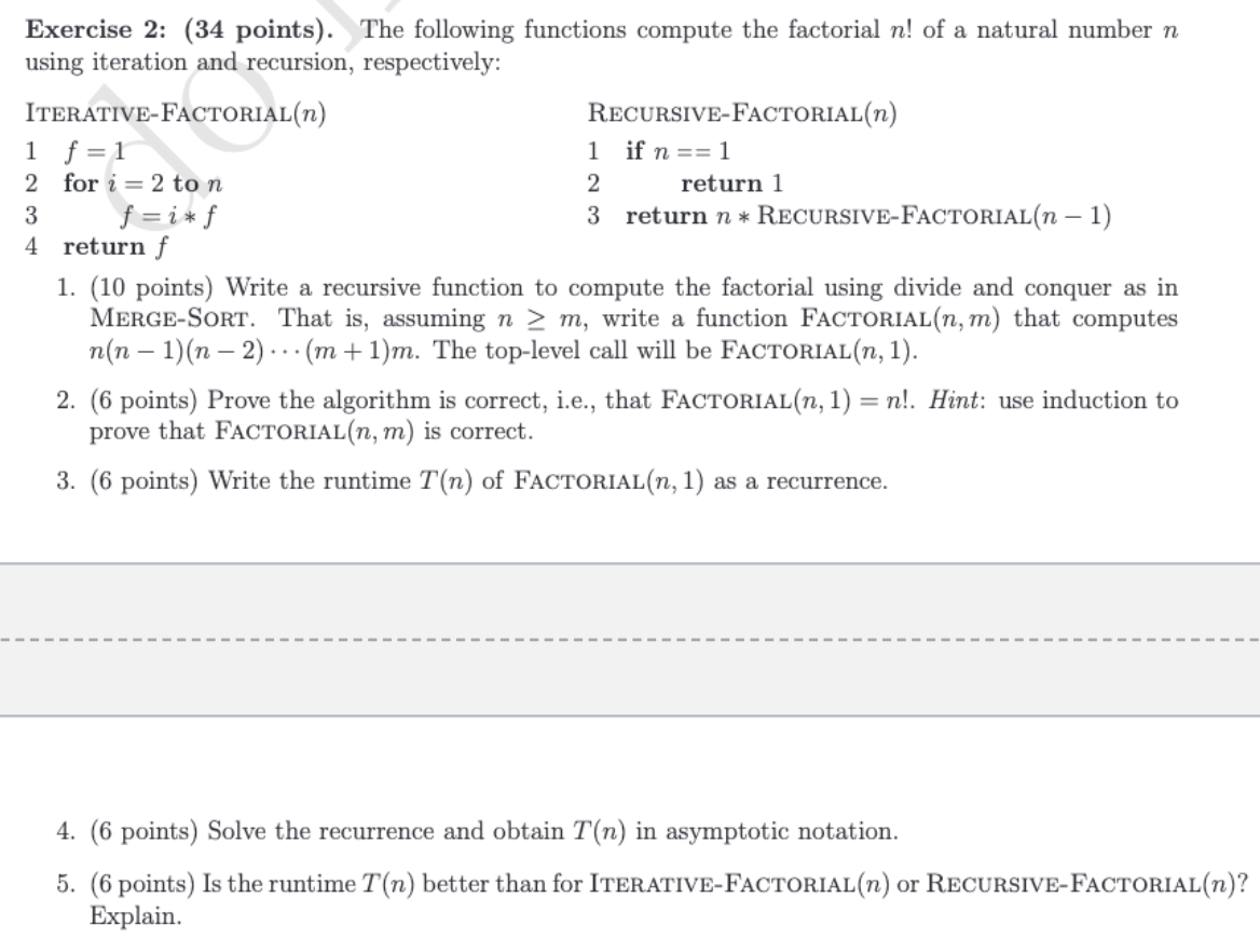 Exercise 2: (34 points). The following functions | Chegg.com