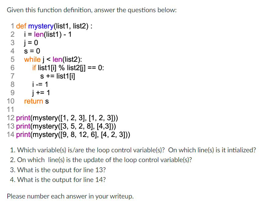 Solved Given this function definition, answer the questions | Chegg.com