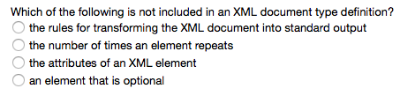 Solved Which Of The Following Is Not Included In An XML | Chegg.com